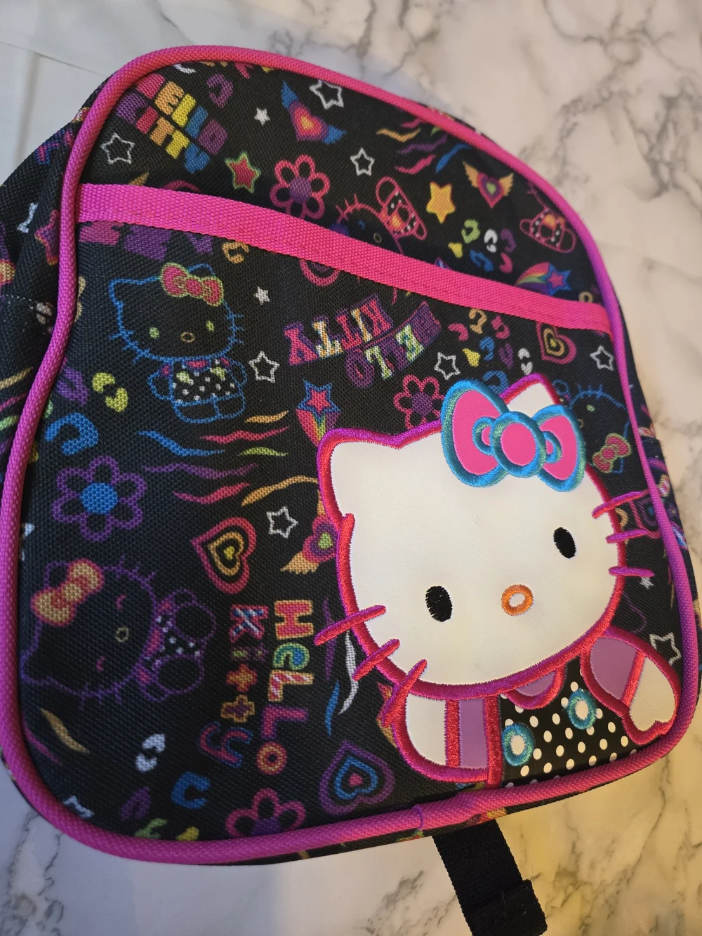 NWT Hello Kitty Girls Kids Black & Pink Colorful Mini Backpack